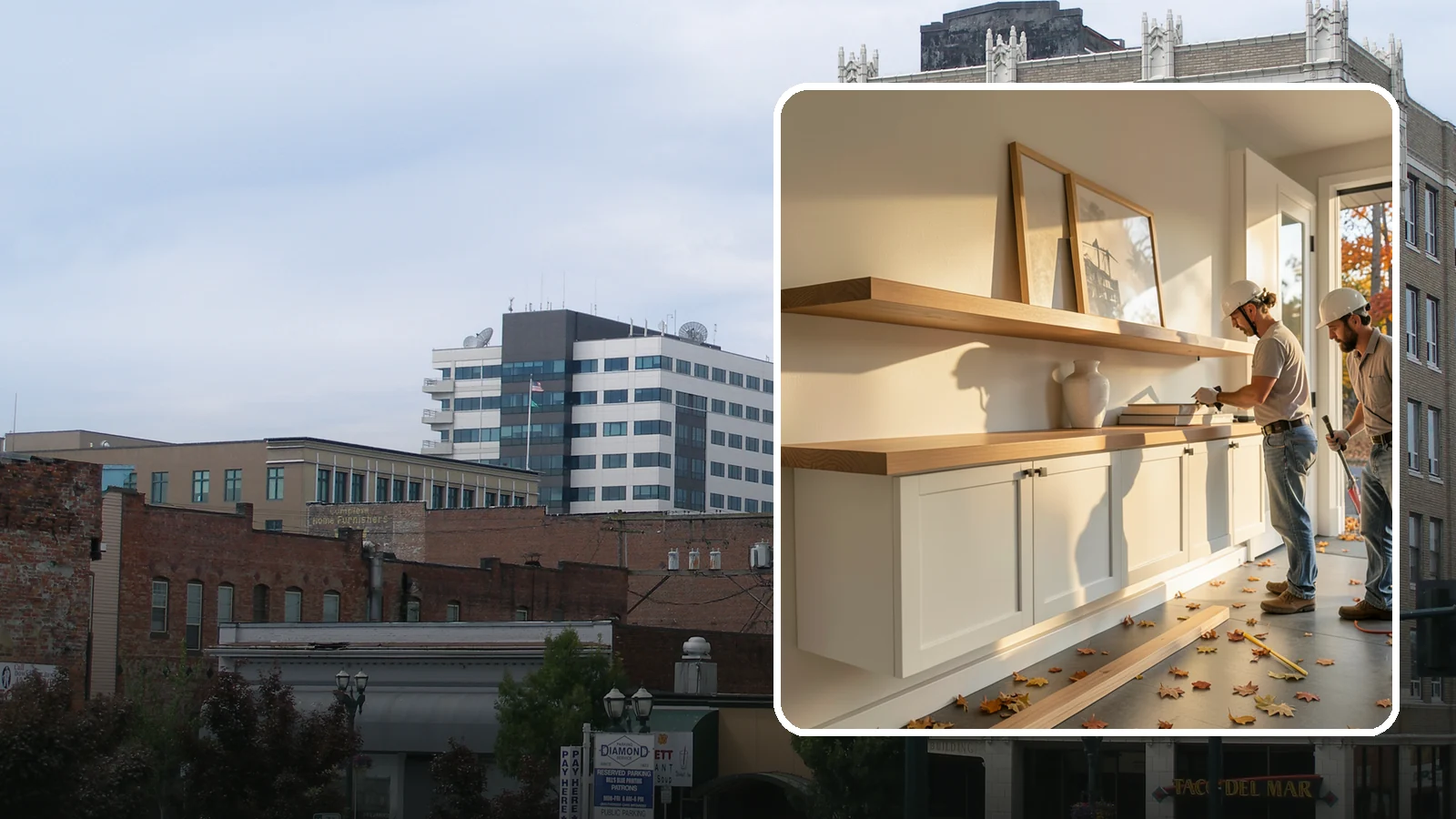 Floating Shelf Installation in Everett, Snohomish County, WA - Sleek floating shelves with hidden brackets for clean, modern display and storage.
