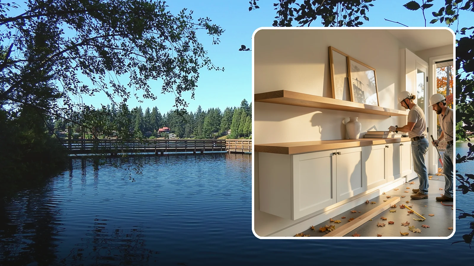 Floating Shelf Installation in Federal Way, King County, WA - Sleek floating shelves with hidden brackets for clean, modern display and storage.