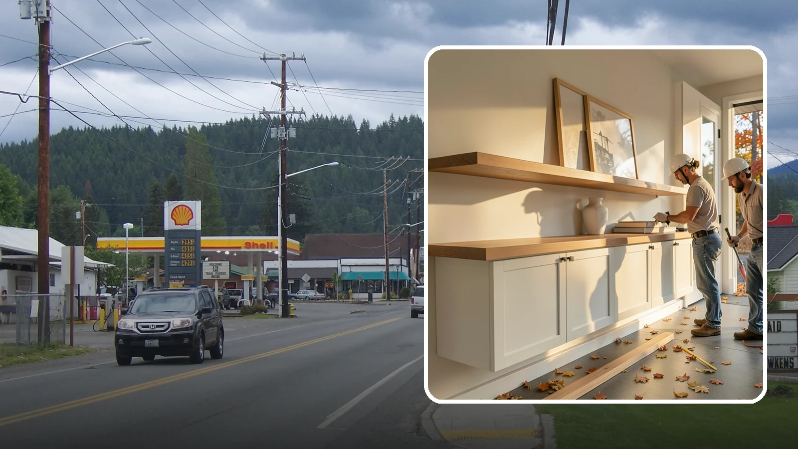 Floating Shelf Installation in Granite Falls, Snohomish County, WA - Sleek floating shelves with hidden brackets for clean, modern display and storage.