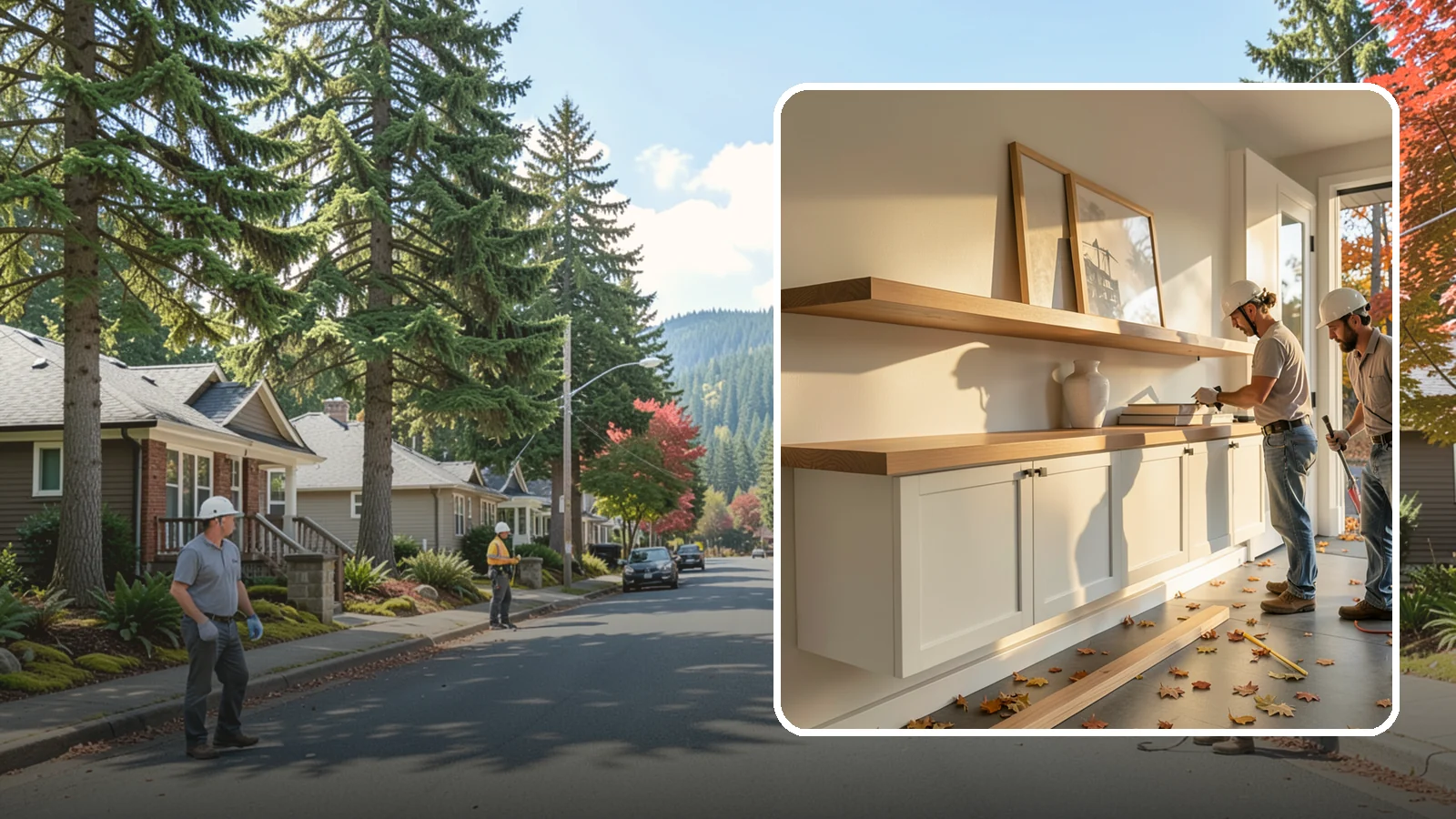 Floating Shelf Installation in Hunts Point, King County, WA - Sleek floating shelves with hidden brackets for clean, modern display and storage.