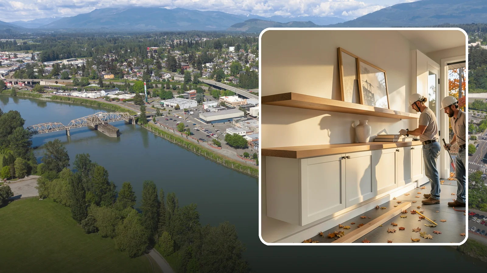 Floating Shelf Installation in Mount Vernon, Skagit County, WA - Sleek floating shelves with hidden brackets for clean, modern display and storage.