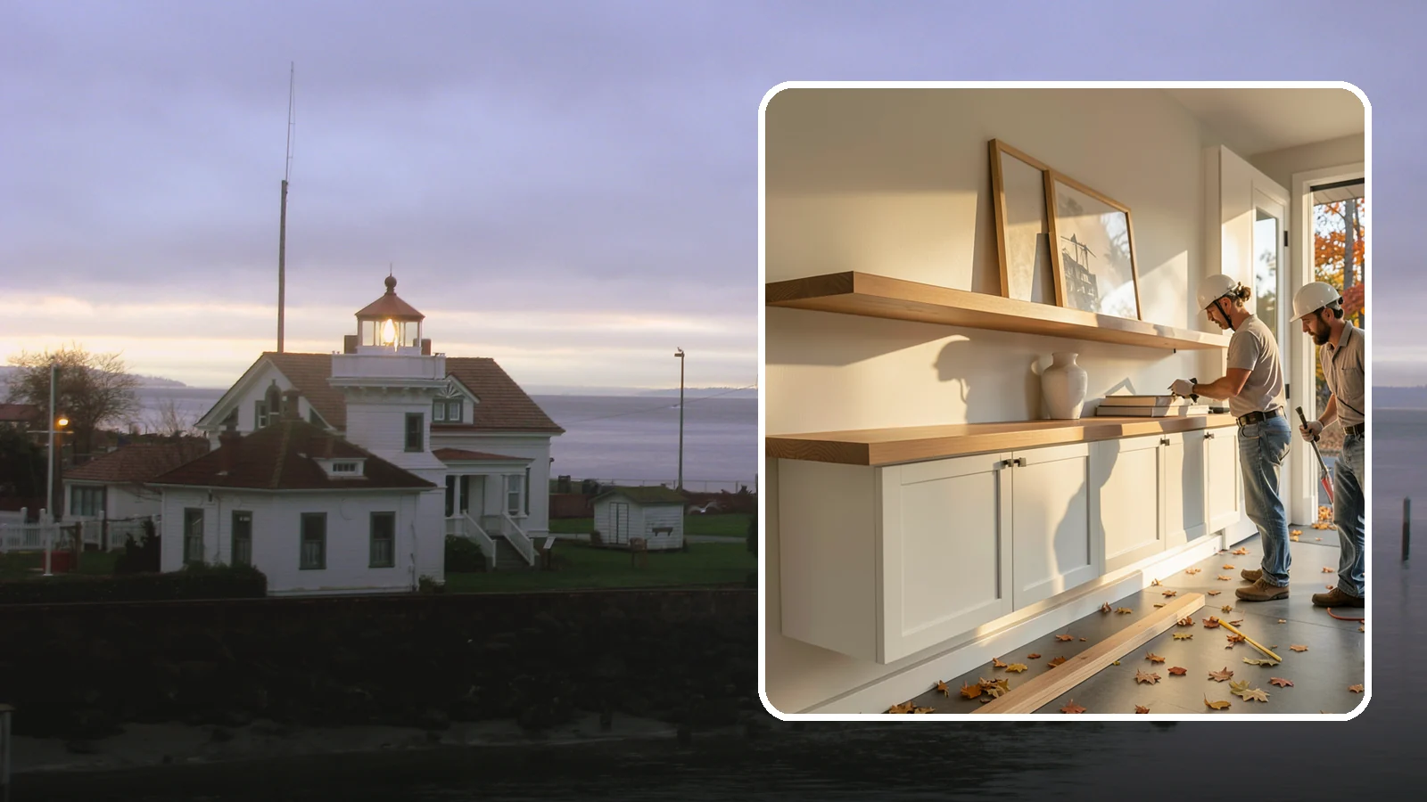 Floating Shelf Installation in Mukilteo, Snohomish County, WA - Sleek floating shelves with hidden brackets for clean, modern display and storage.