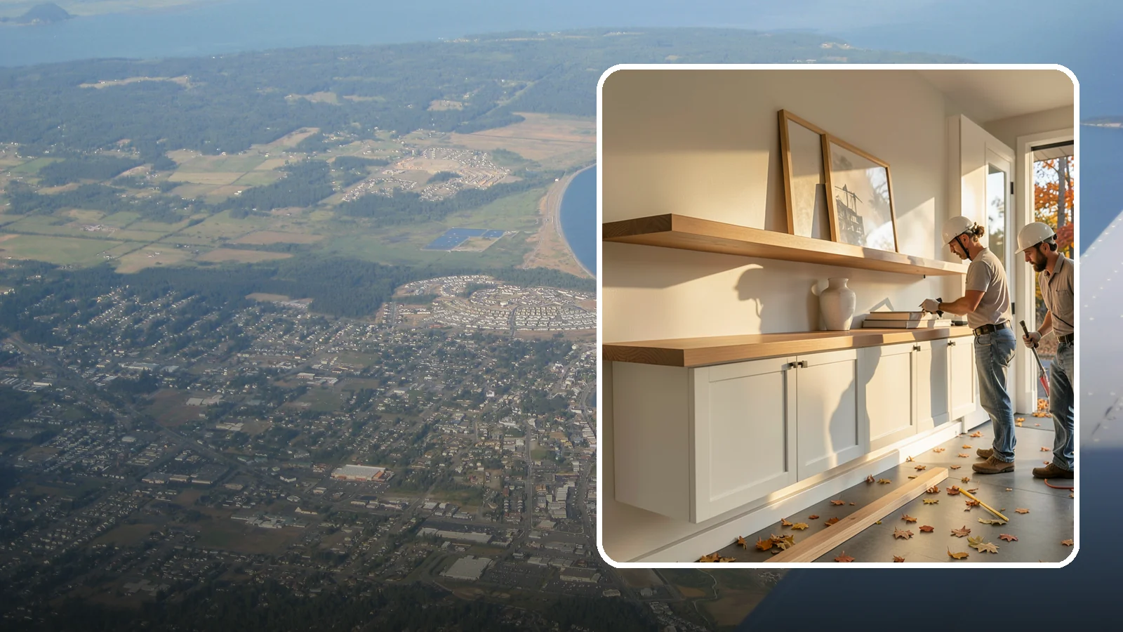 Floating Shelf Installation in Oak Harbor, Island County, WA - Sleek floating shelves with hidden brackets for clean, modern display and storage.