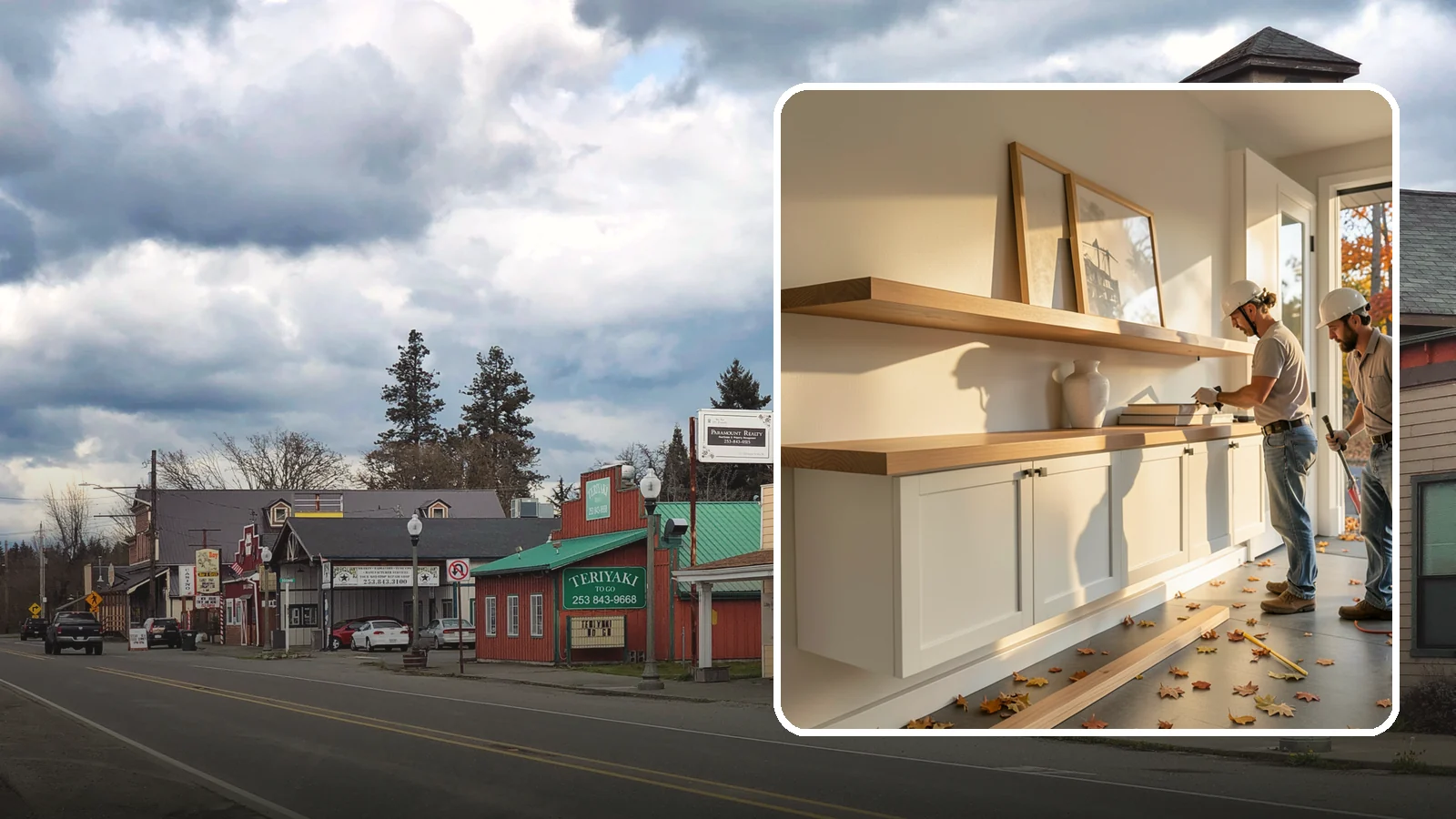 Floating Shelf Installation in Roy, Pierce County, WA - Sleek floating shelves with hidden brackets for clean, modern display and storage.