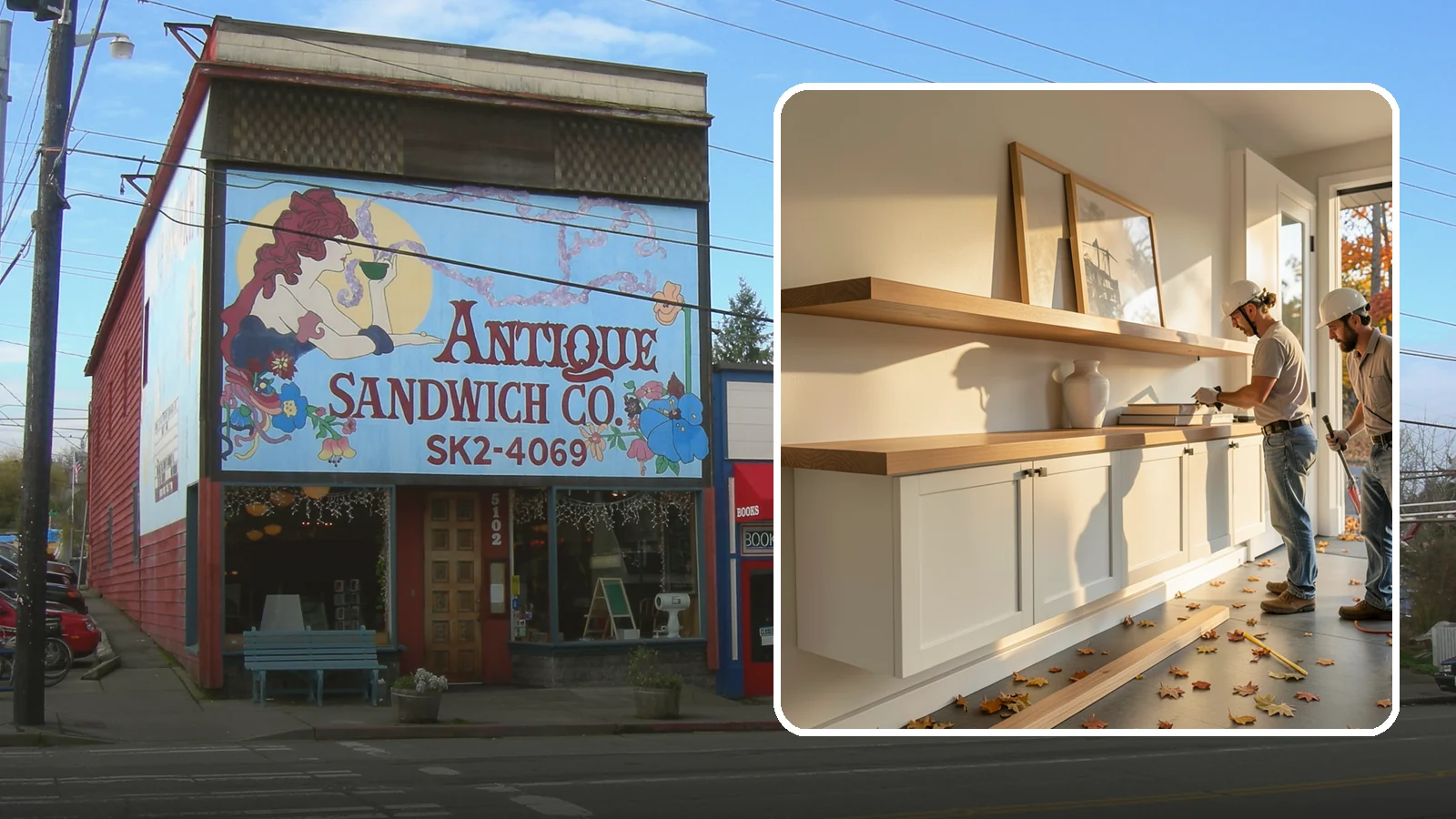 Floating Shelf Installation in Ruston, Pierce County, WA - Sleek floating shelves with hidden brackets for clean, modern display and storage.