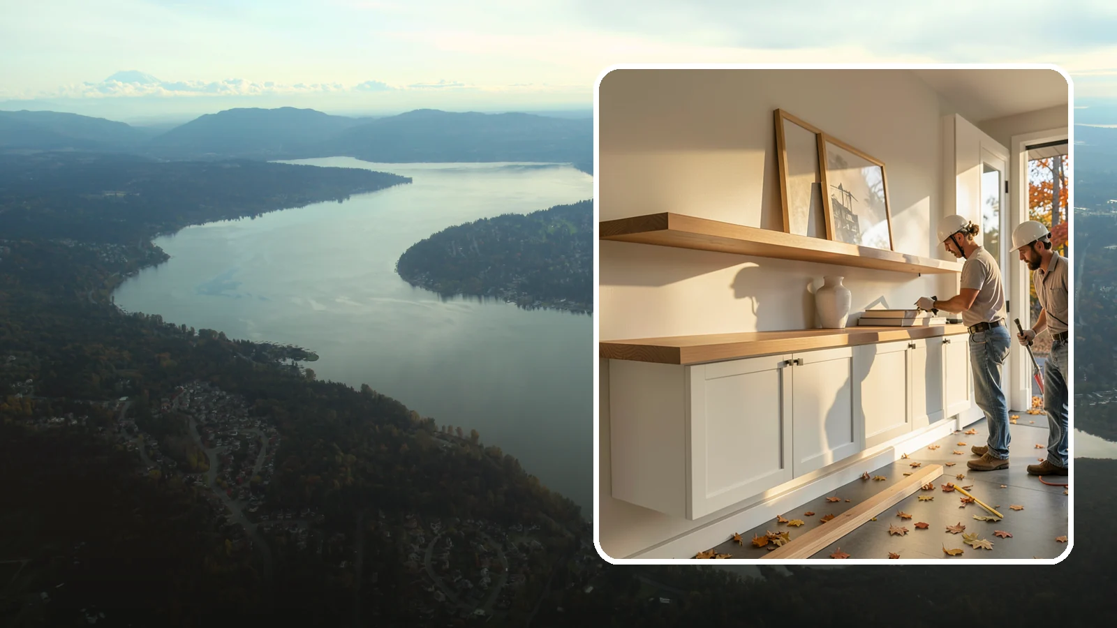 Floating Shelf Installation in Sammamish, King County, WA - Sleek floating shelves with hidden brackets for clean, modern display and storage.