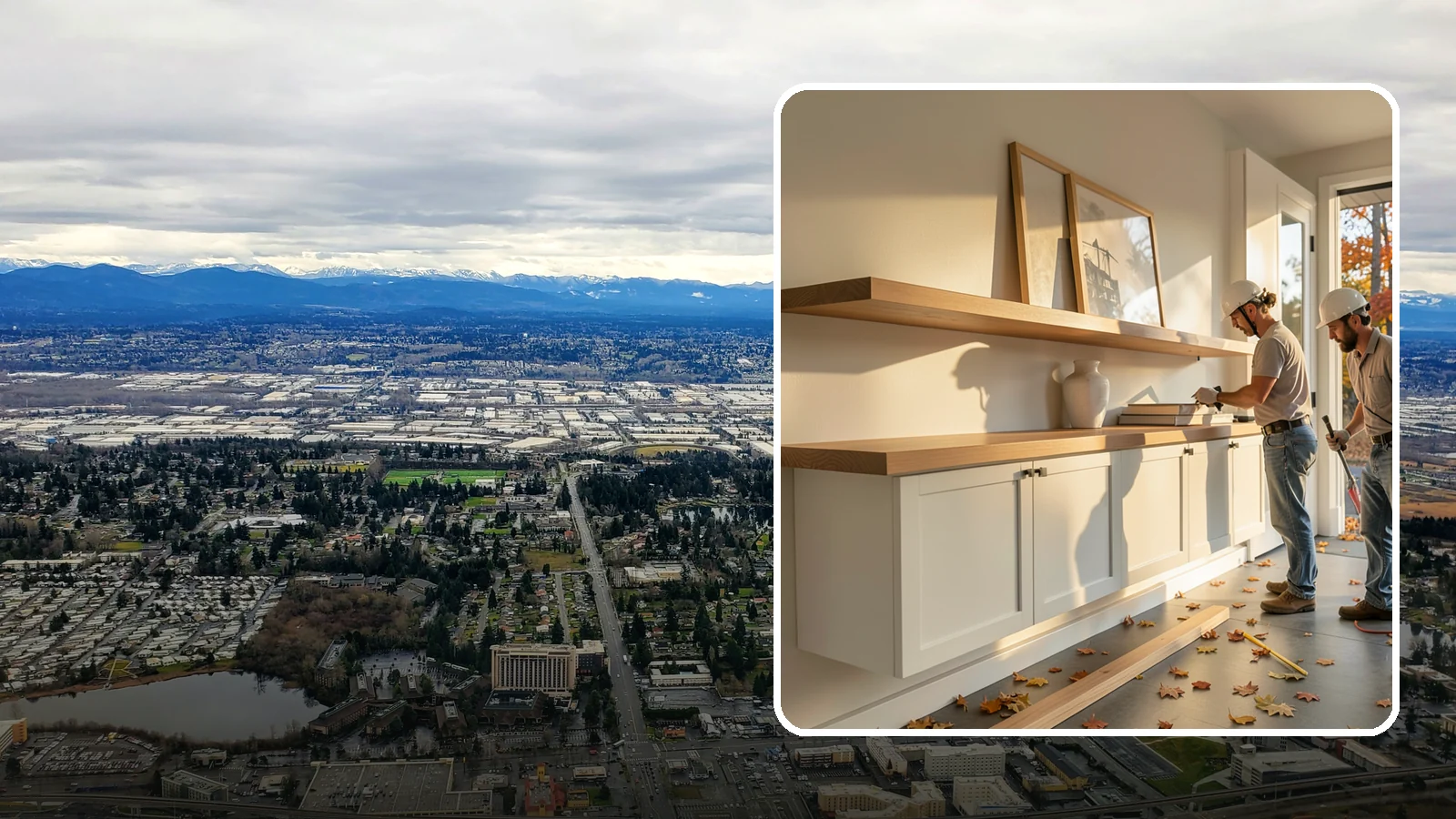 Floating Shelf Installation in SeaTac, King County, WA - Sleek floating shelves with hidden brackets for clean, modern display and storage.
