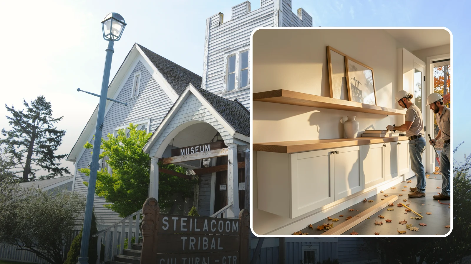 Floating Shelf Installation in Steilacoom, Pierce County, WA - Sleek floating shelves with hidden brackets for clean, modern display and storage.