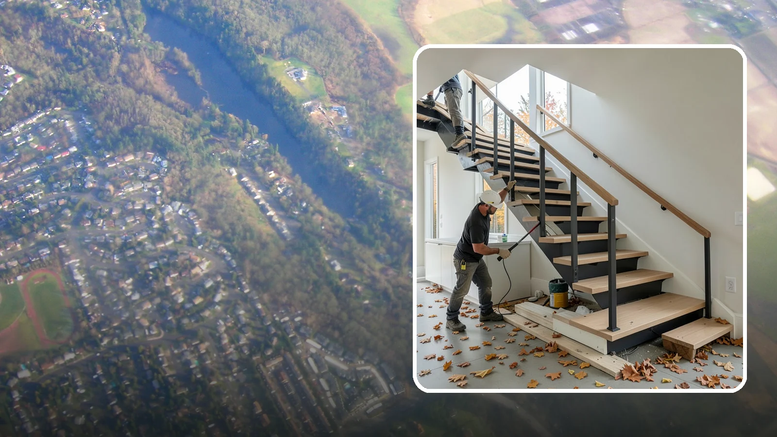 Floating Staircase Construction in Algona, King County, WA - Engineered open-riser floating staircases that make a bold architectural statement.