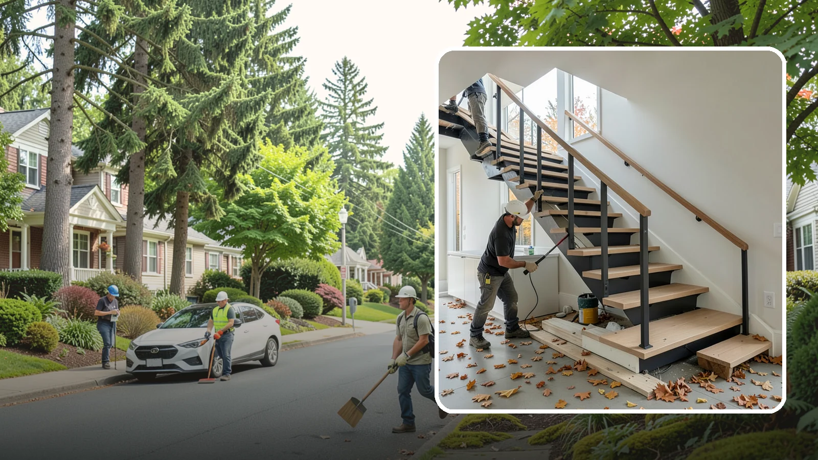 Floating Staircase Construction in Beaux Arts Village, King County, WA - Engineered open-riser floating staircases that make a bold architectural statement.