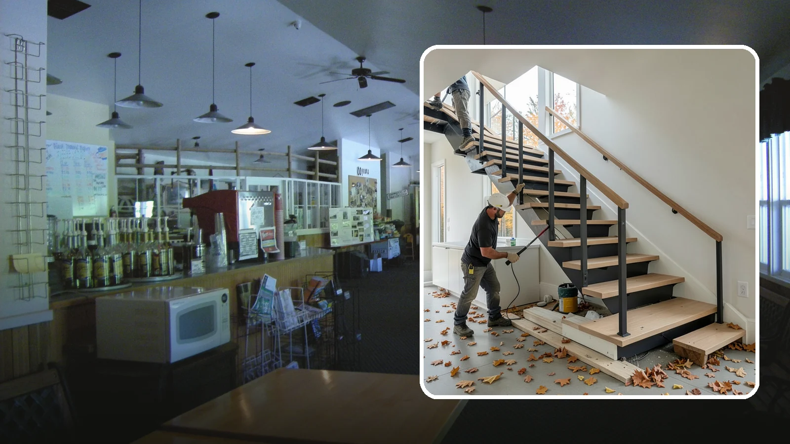 Floating Staircase Construction in Black Diamond, King County, WA - Engineered open-riser floating staircases that make a bold architectural statement.