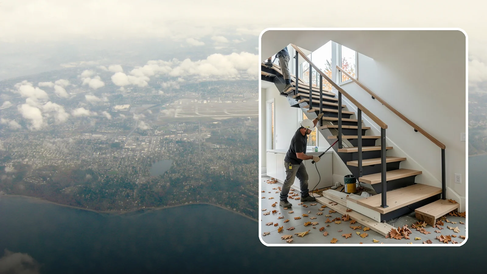 Floating Staircase Construction in Burien, King County, WA - Engineered open-riser floating staircases that make a bold architectural statement.