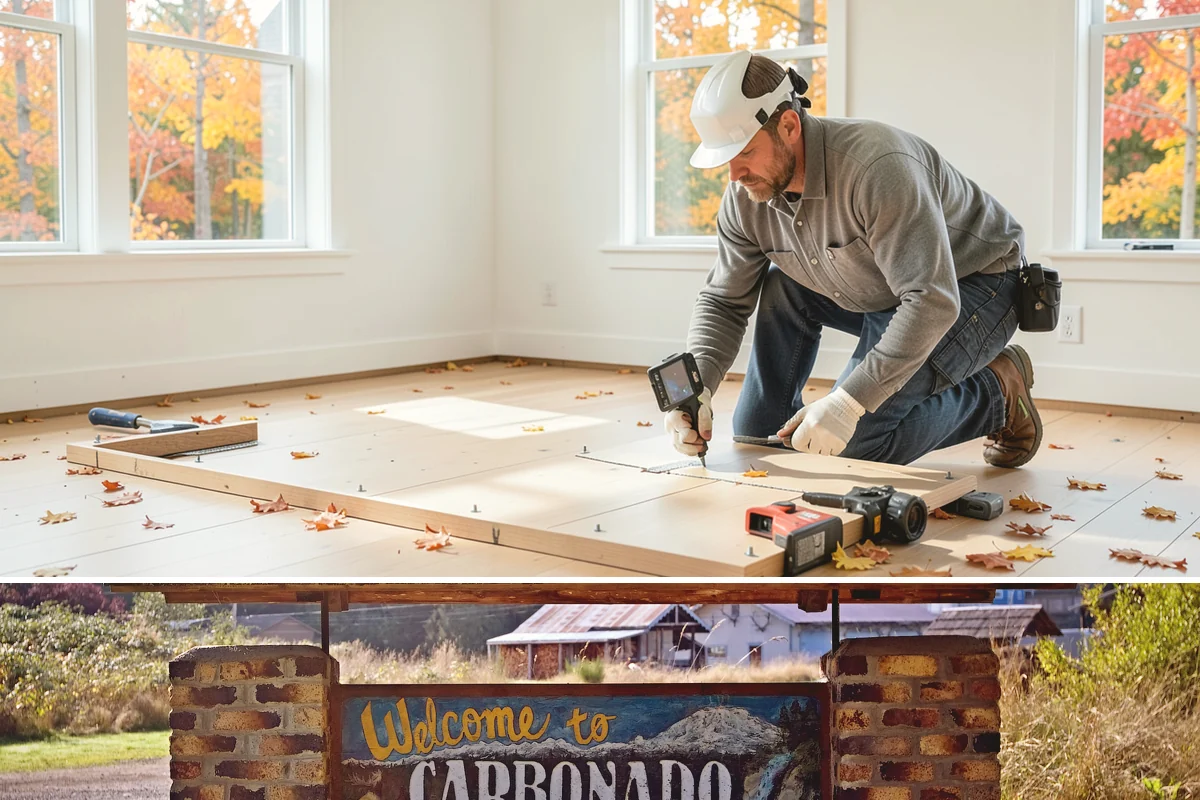 Floating Staircase Construction in Carbonado, Pierce County, WA - This engineered interior build proceeds year-round and is typically planned as part of a larger modern remodel.