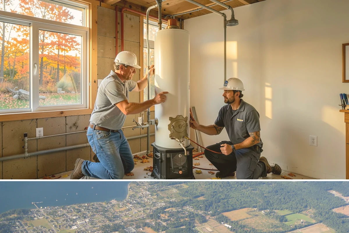 Floating Staircase Construction in Coupeville, Island County, WA - This engineered interior build proceeds year-round and is typically planned as part of a larger modern remodel.