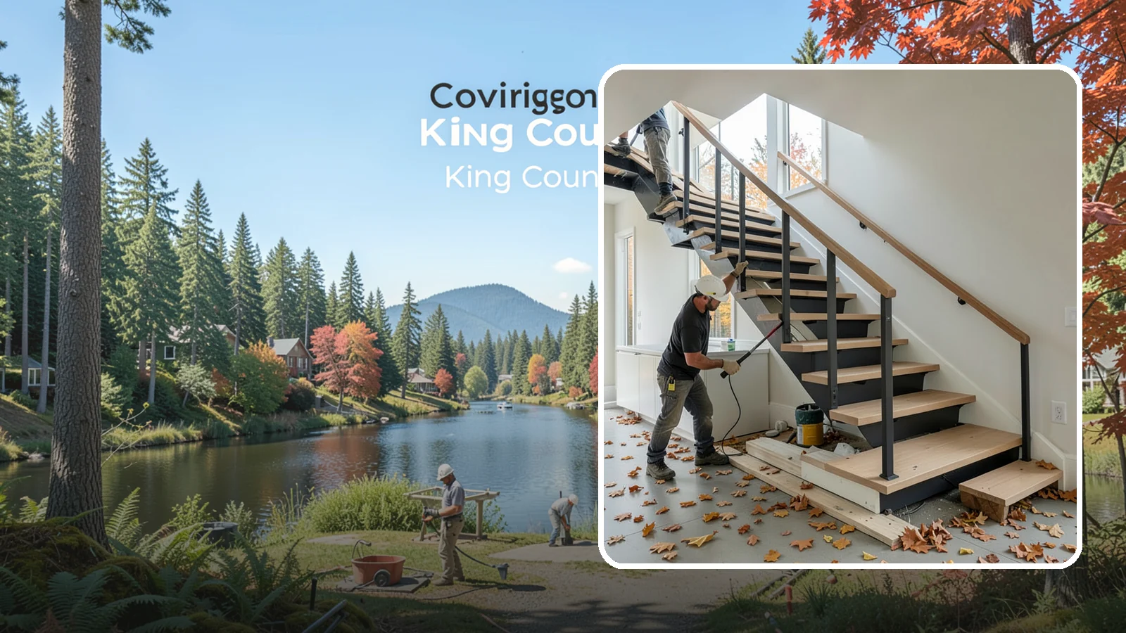 Floating Staircase Construction in Covington, King County, WA - Engineered open-riser floating staircases that make a bold architectural statement.