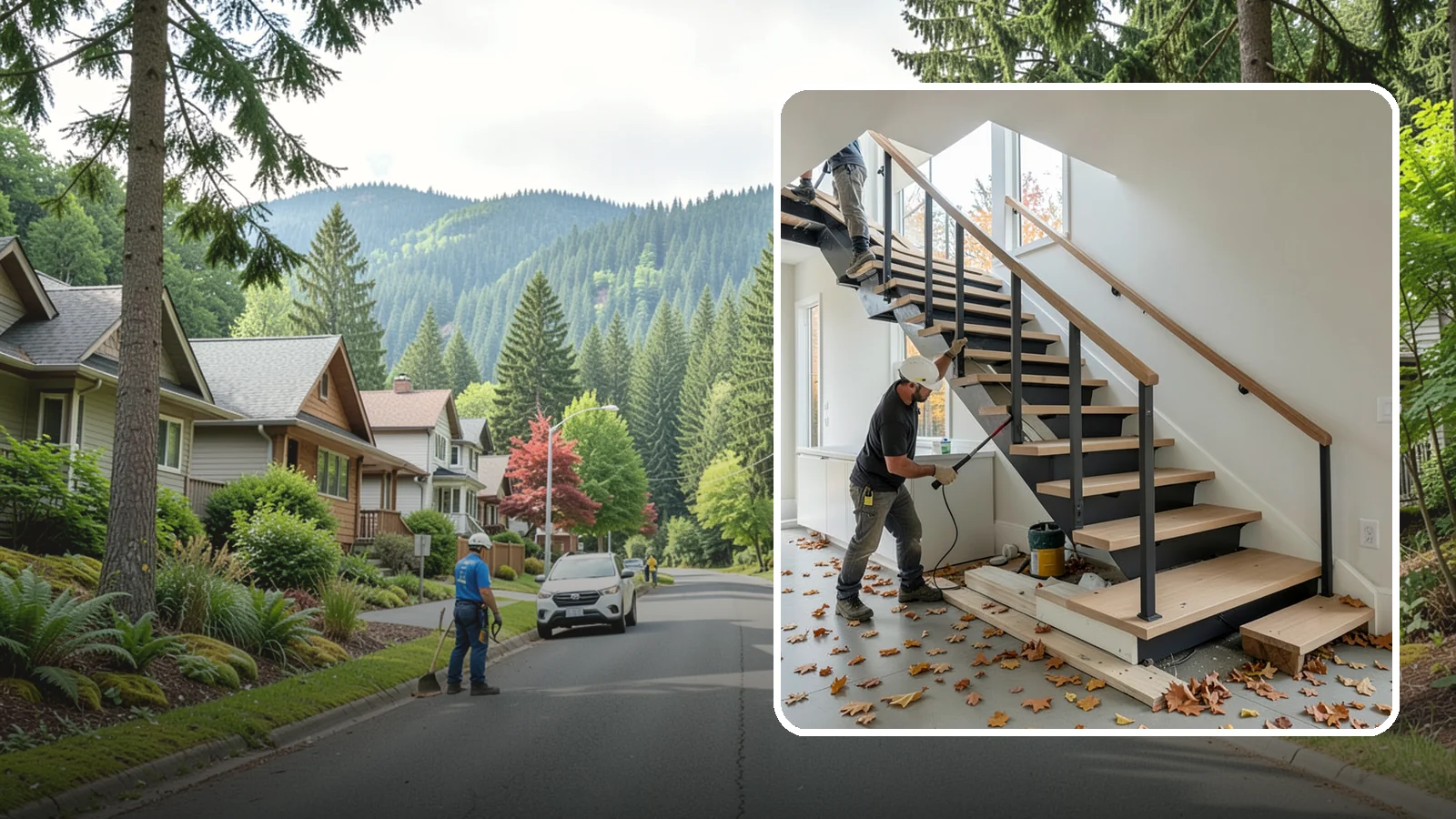 Floating Staircase Construction in Darrington, Snohomish County, WA - Engineered open-riser floating staircases that make a bold architectural statement.