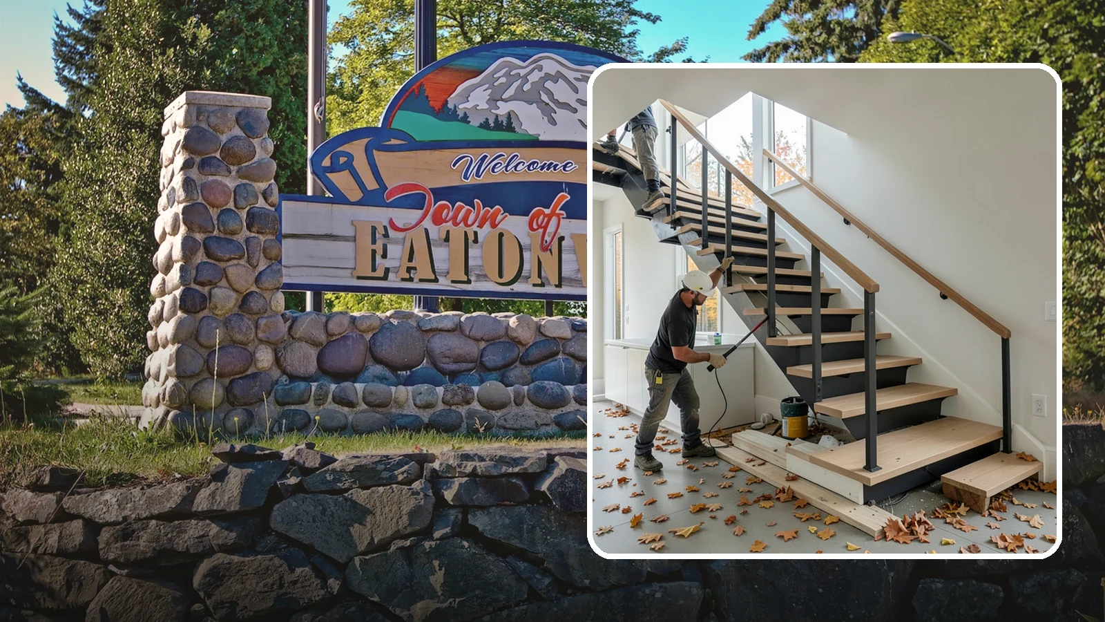 Floating Staircase Construction in Eatonville, Pierce County, WA - Engineered open-riser floating staircases that make a bold architectural statement.