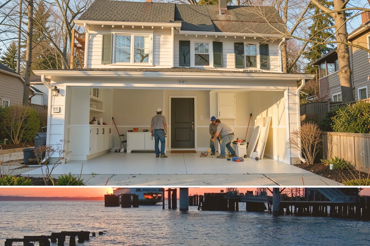 Floating Staircase Construction in Edmonds, Snohomish County, WA - This engineered interior build proceeds year-round and is typically planned as part of a larger modern remodel.