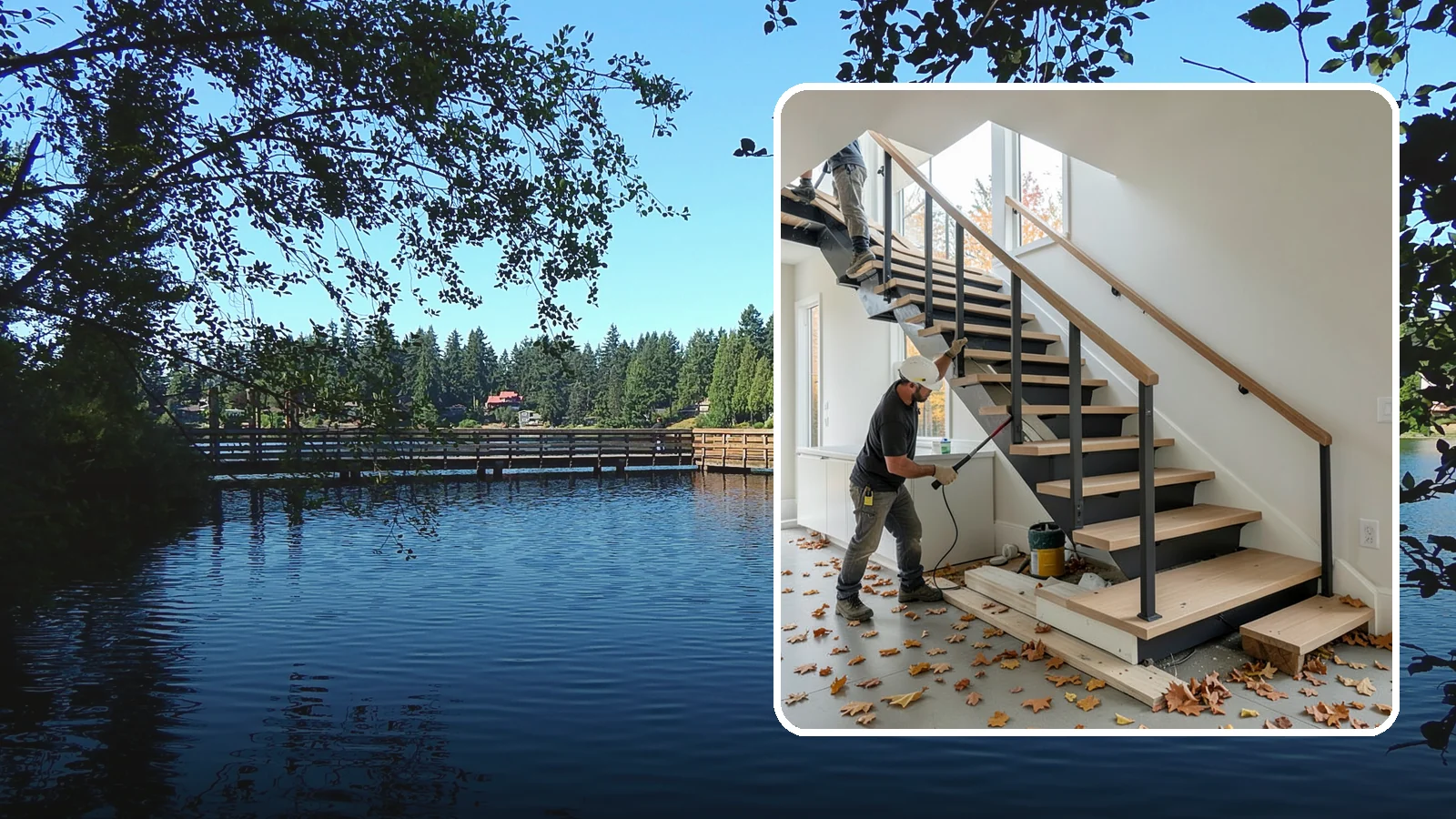 Floating Staircase Construction in Federal Way, King County, WA - Engineered open-riser floating staircases that make a bold architectural statement.
