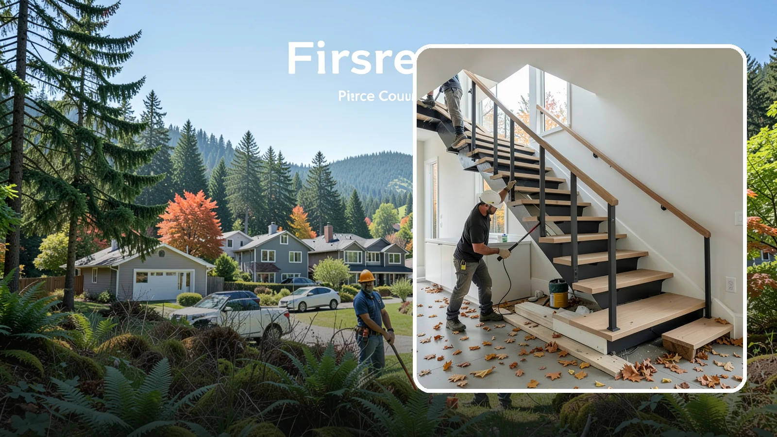 Floating Staircase Construction in Fircrest, Pierce County, WA - Engineered open-riser floating staircases that make a bold architectural statement.