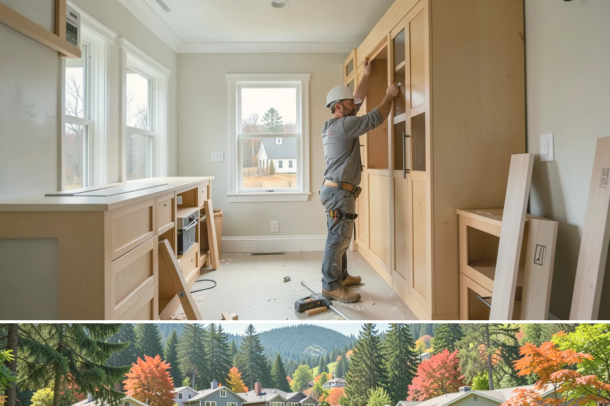 Floating Staircase Construction in Fircrest, Pierce County, WA - This engineered interior build proceeds year-round and is typically planned as part of a larger modern remodel.