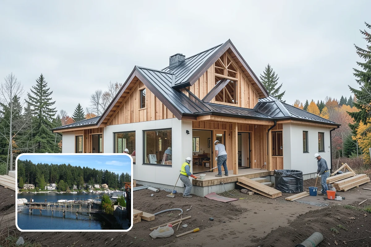 Floating Staircase Construction in Gig Harbor, Pierce County, WA - Dramatic, open architectural centerpiece