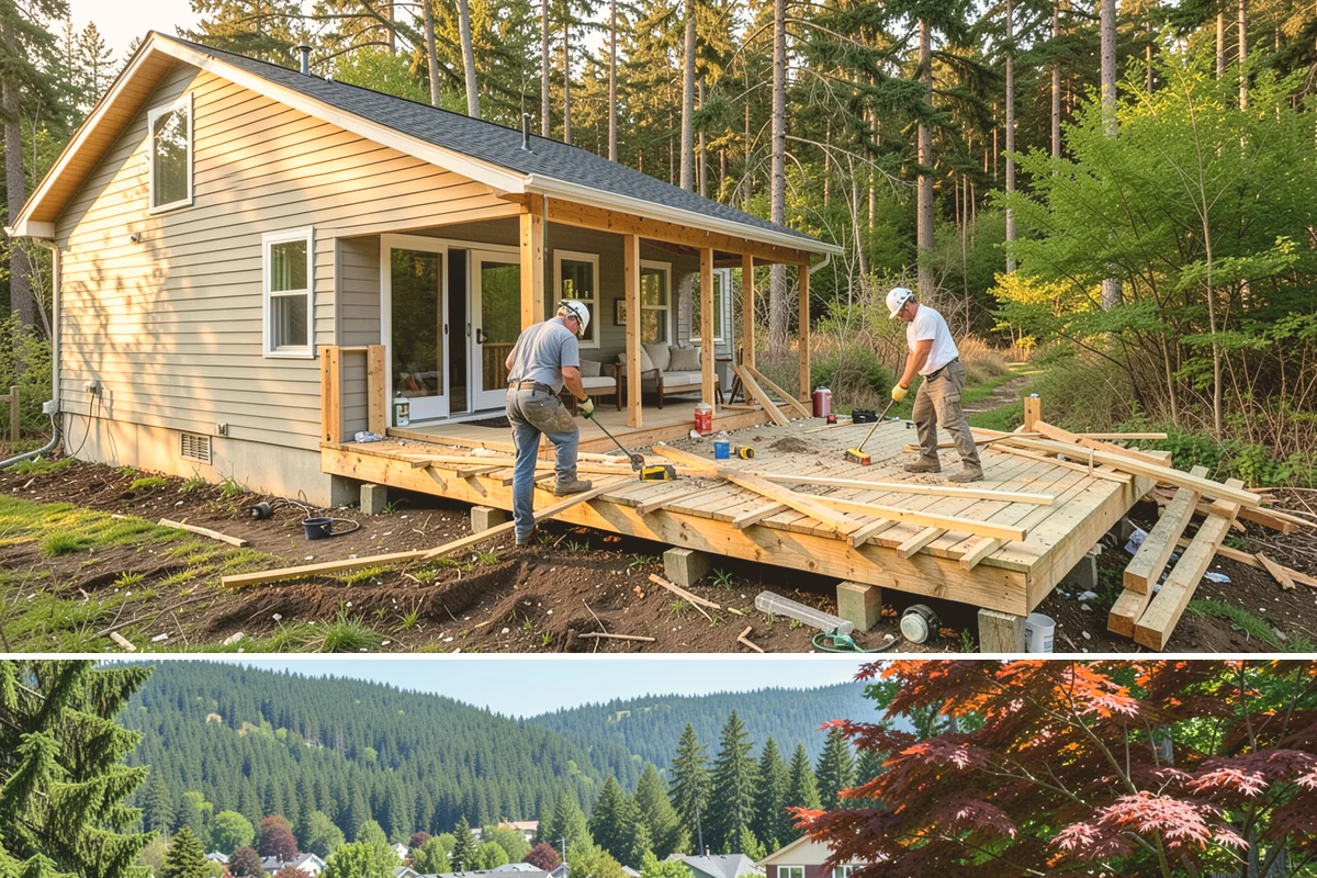 Floating Staircase Construction in Index, Snohomish County, WA - This engineered interior build proceeds year-round and is typically planned as part of a larger modern remodel.