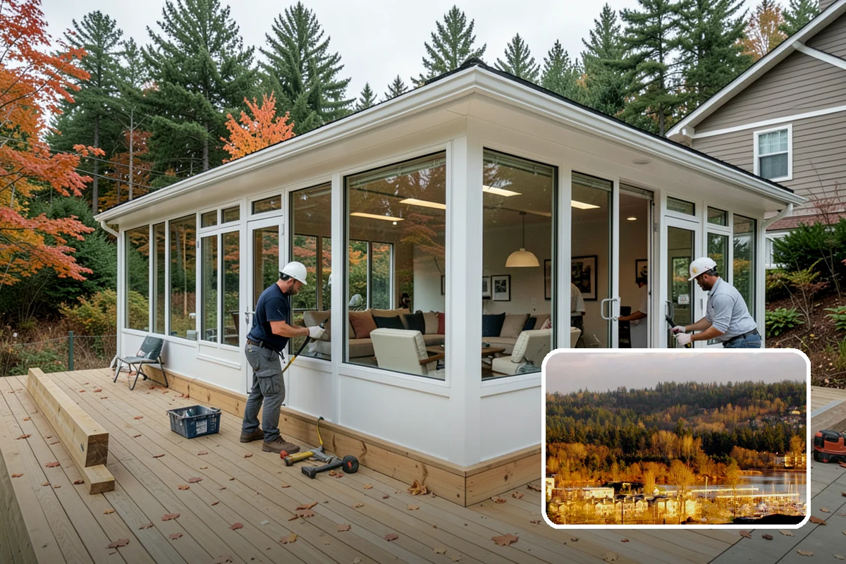 Floating Staircase Construction in Kenmore, King County, WA - Dramatic, open architectural centerpiece