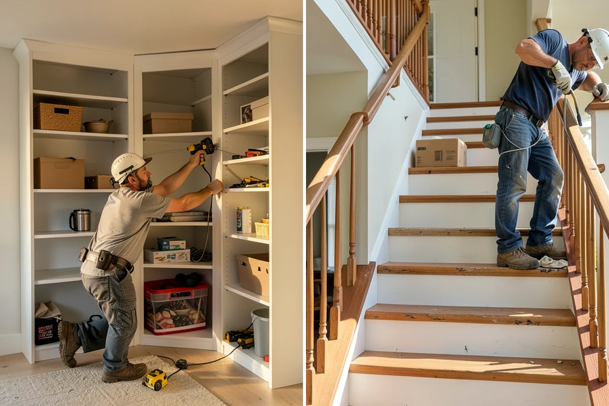 Floating Staircase Construction in Lake Forest Park, King County, WA - Engineer the concealed support structure