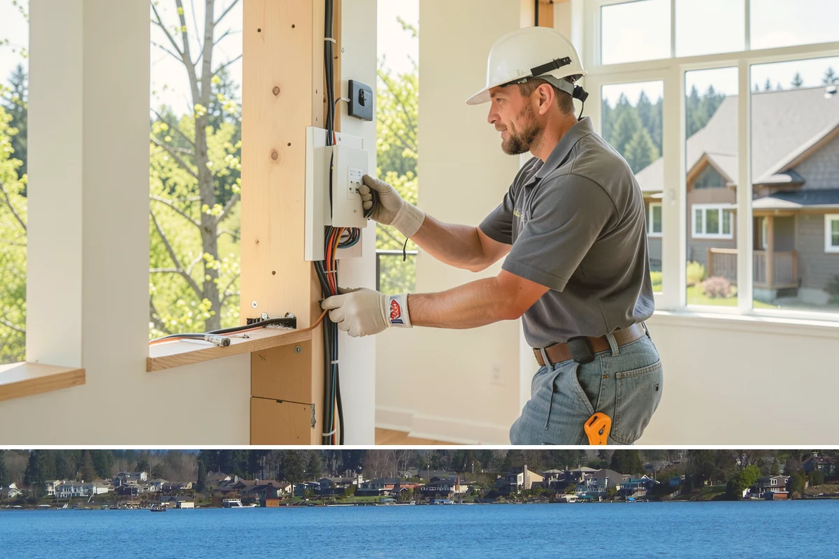 Floating Staircase Construction in Lake Stevens, Snohomish County, WA - This engineered interior build proceeds year-round and is typically planned as part of a larger modern remodel.