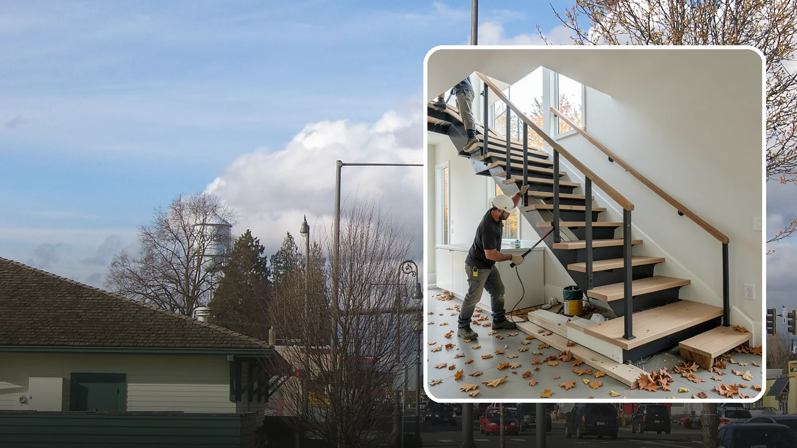 Floating Staircase Construction in Marysville, Snohomish County, WA - Engineered open-riser floating staircases that make a bold architectural statement.
