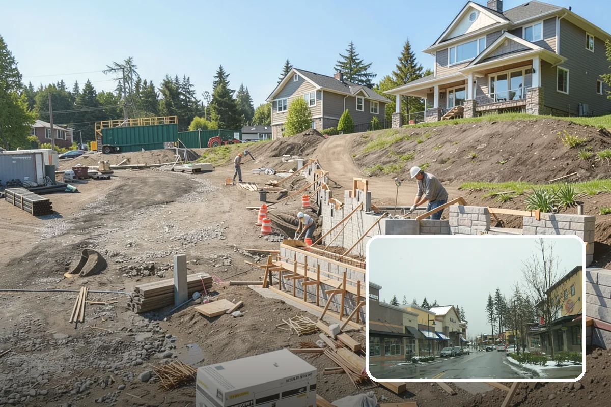 Floating Staircase Construction in Mill Creek, Snohomish County, WA - Dramatic, open architectural centerpiece