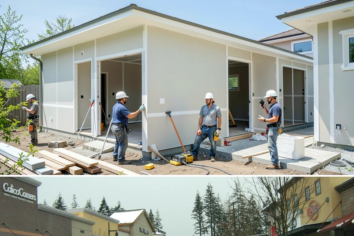 Floating Staircase Construction in Mill Creek, Snohomish County, WA - This engineered interior build proceeds year-round and is typically planned as part of a larger modern remodel.