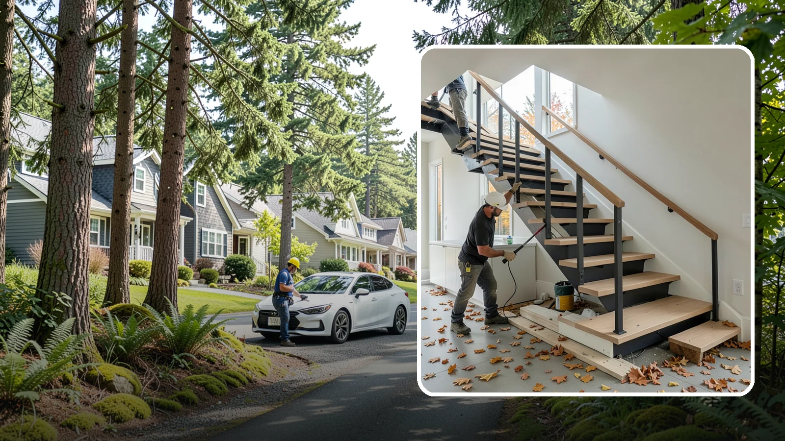 Floating Staircase Construction in Normandy Park, King County, WA - Engineered open-riser floating staircases that make a bold architectural statement.