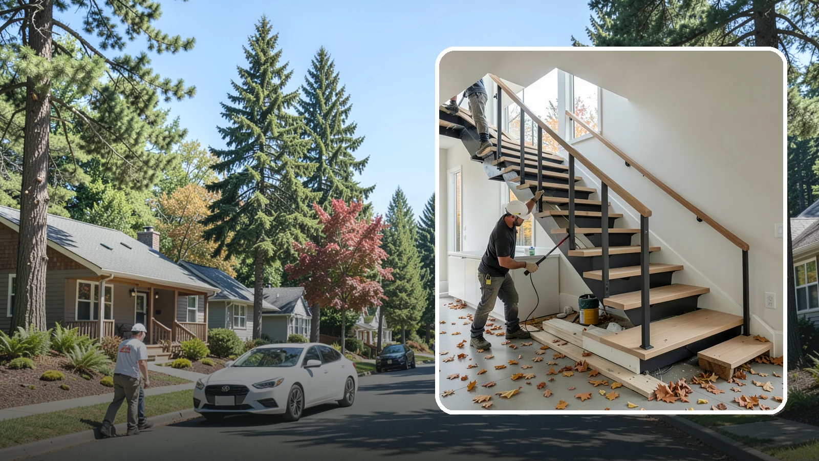 Floating Staircase Construction in Orting, Pierce County, WA - Engineered open-riser floating staircases that make a bold architectural statement.