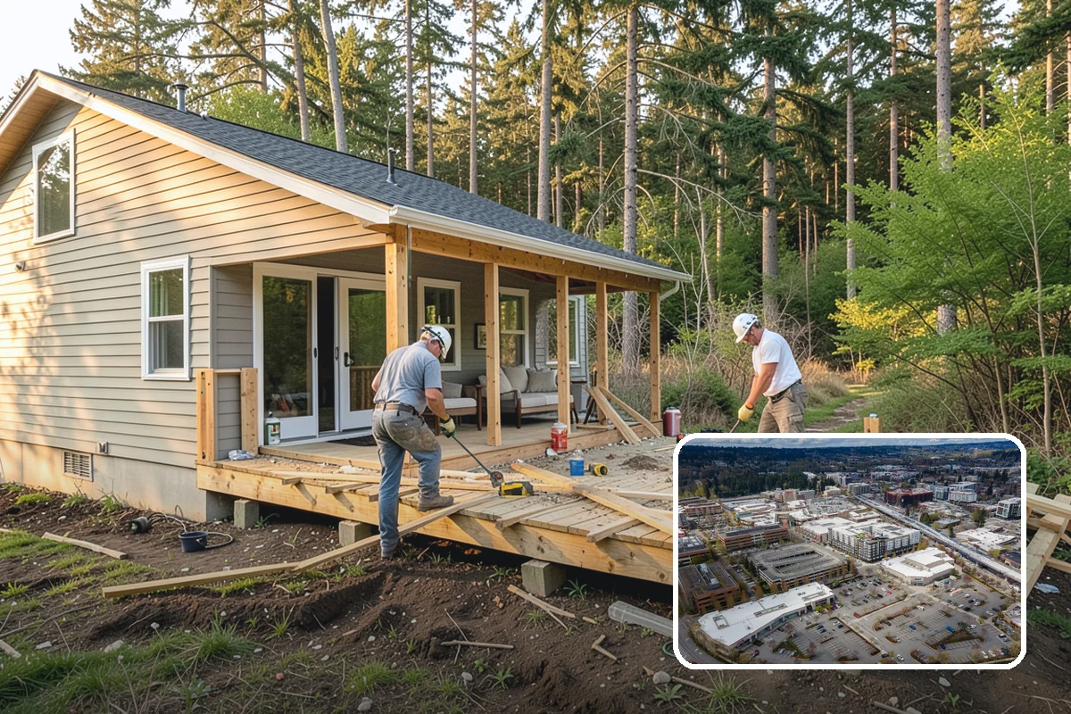 Floating Staircase Construction in Redmond, King County, WA - Dramatic, open architectural centerpiece