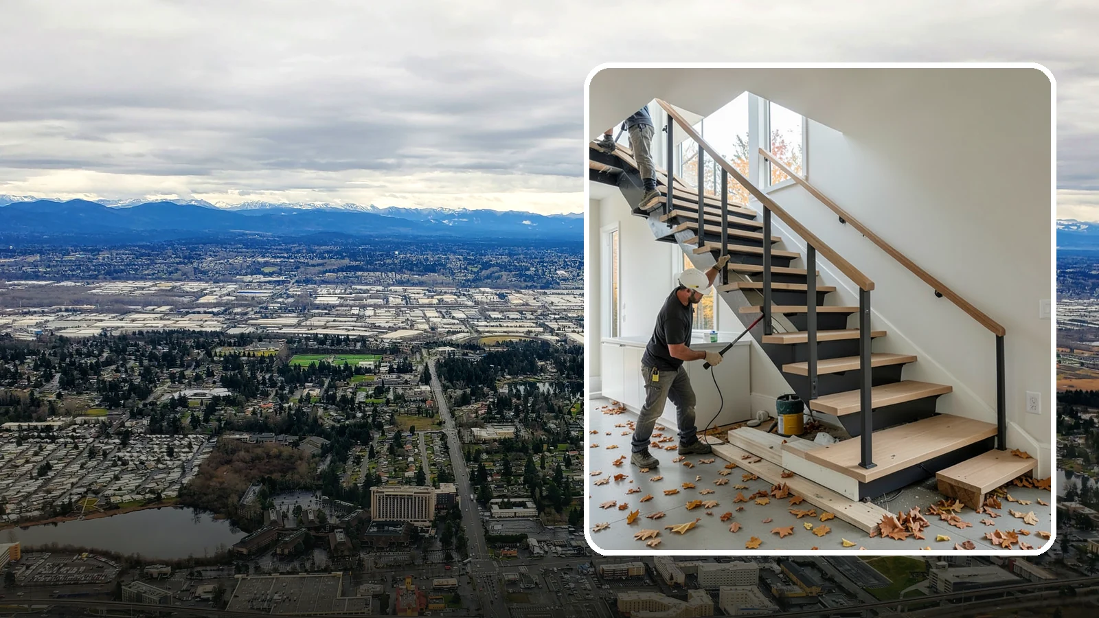 Floating Staircase Construction in SeaTac, King County, WA - Engineered open-riser floating staircases that make a bold architectural statement.