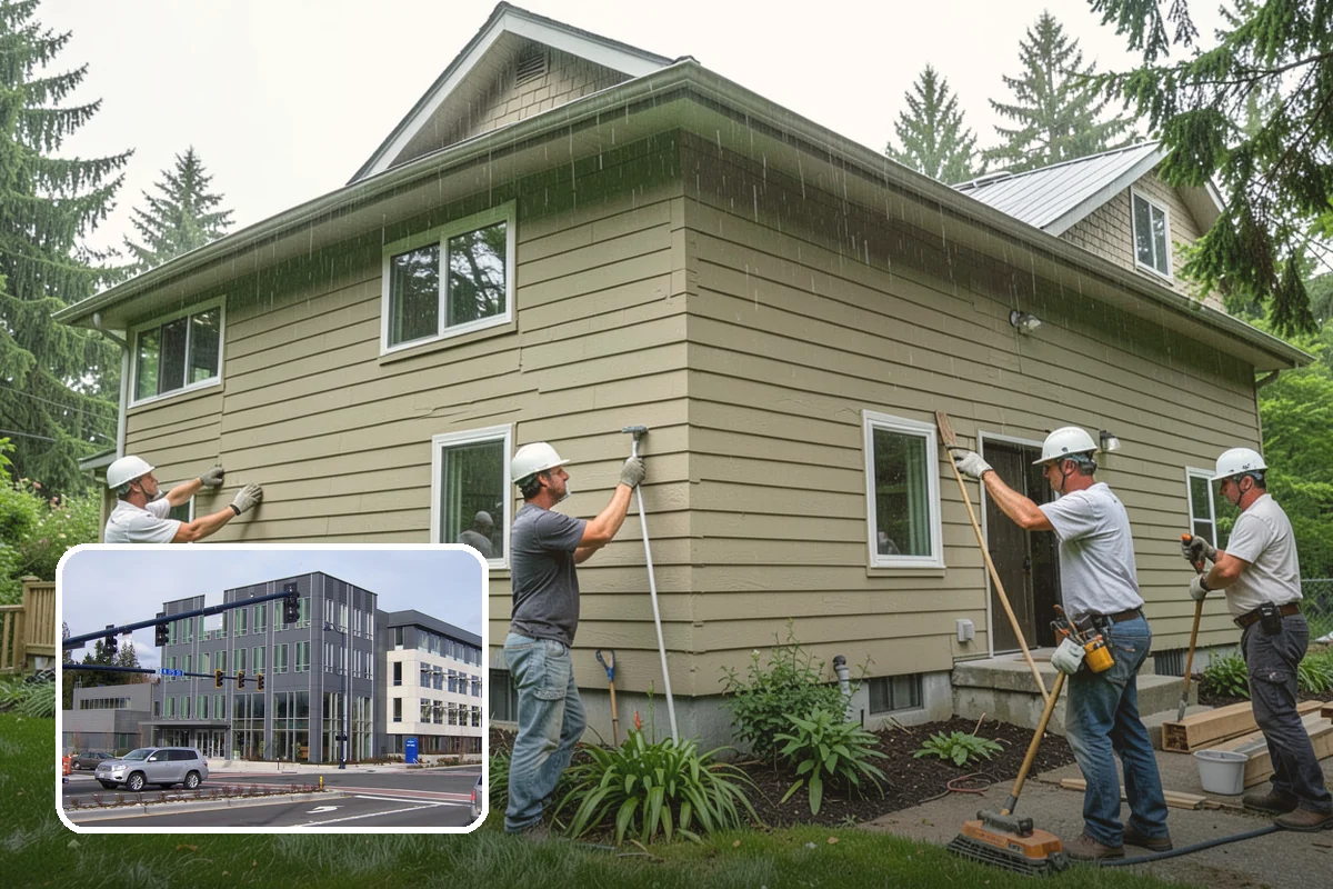 Floating Staircase Construction in Shoreline, King County, WA - Dramatic, open architectural centerpiece