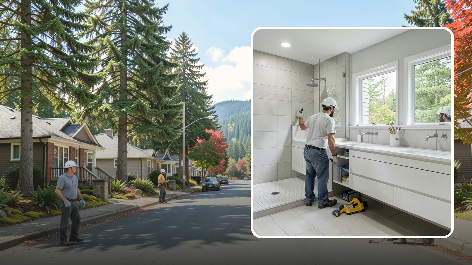 Floating Vanity Installation in Hunts Point, King County, WA - A floating vanity installation mounts the cabinet to the wall for an airy, modern look.