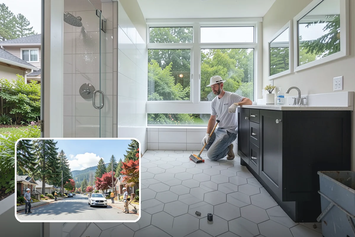 Floating Vanity Installation in Hunts Point, King County, WA - Creates an open, spacious feel