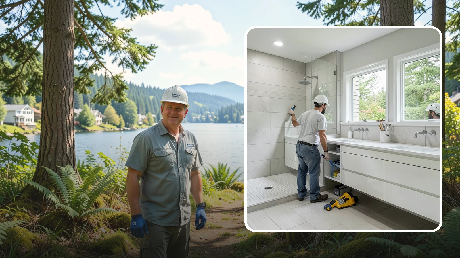 Floating Vanity Installation in Milton, King County, WA - A floating vanity installation mounts the cabinet to the wall for an airy, modern look.