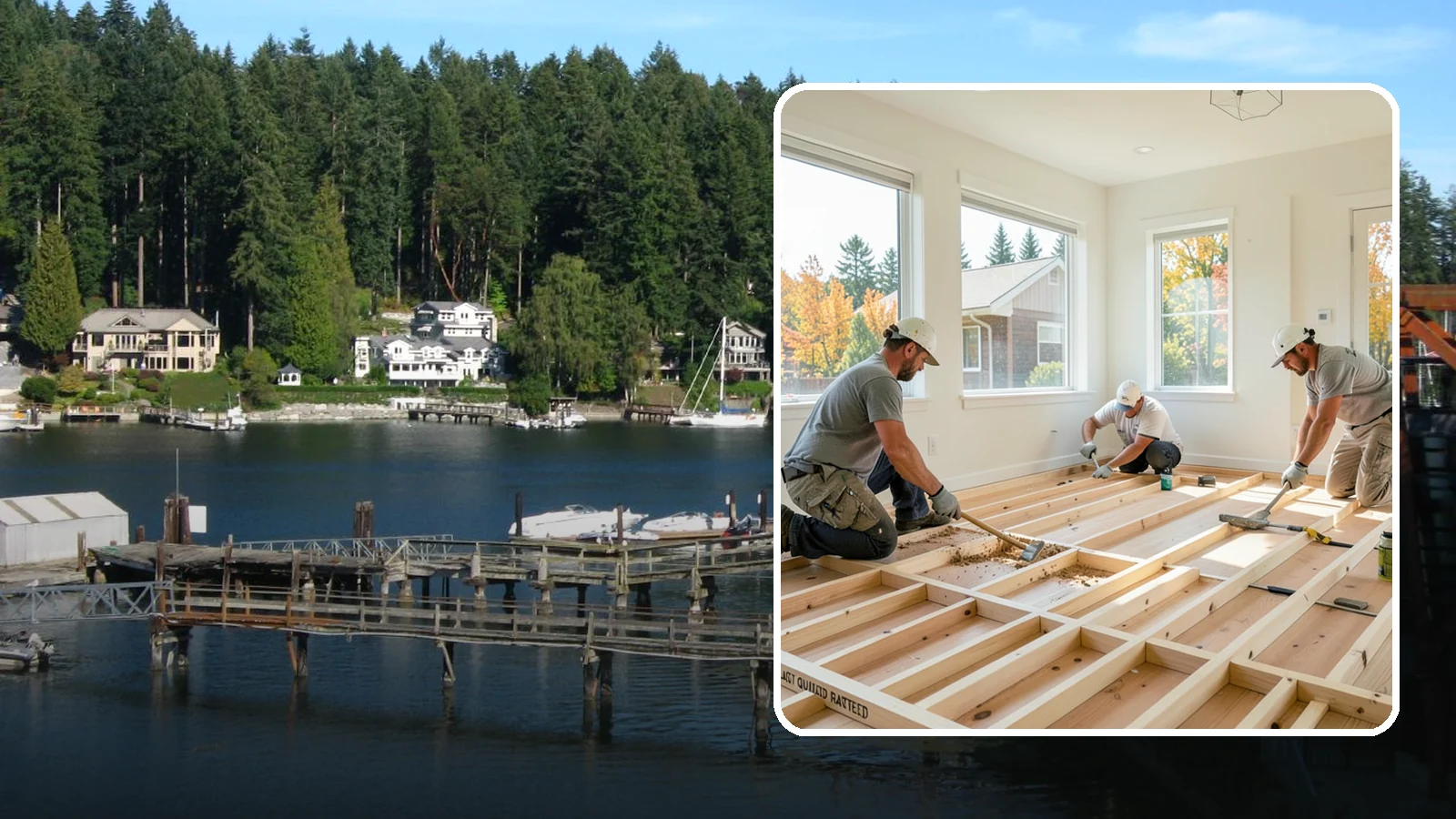 Floor Framing in Gig Harbor, Pierce County, WA - We frame flat, quiet, load-rated floor systems sized for the spans and moisture conditions of Western Washington homes.