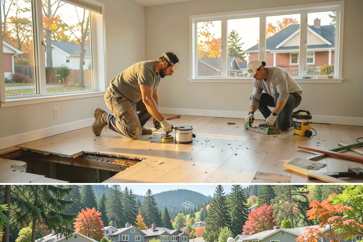 Floor Tile Installation in Fircrest, Pierce County, WA - Floor tiling proceeds on schedule regardless of weather, though many homeowners book it in fall ahead of holiday gatherings.