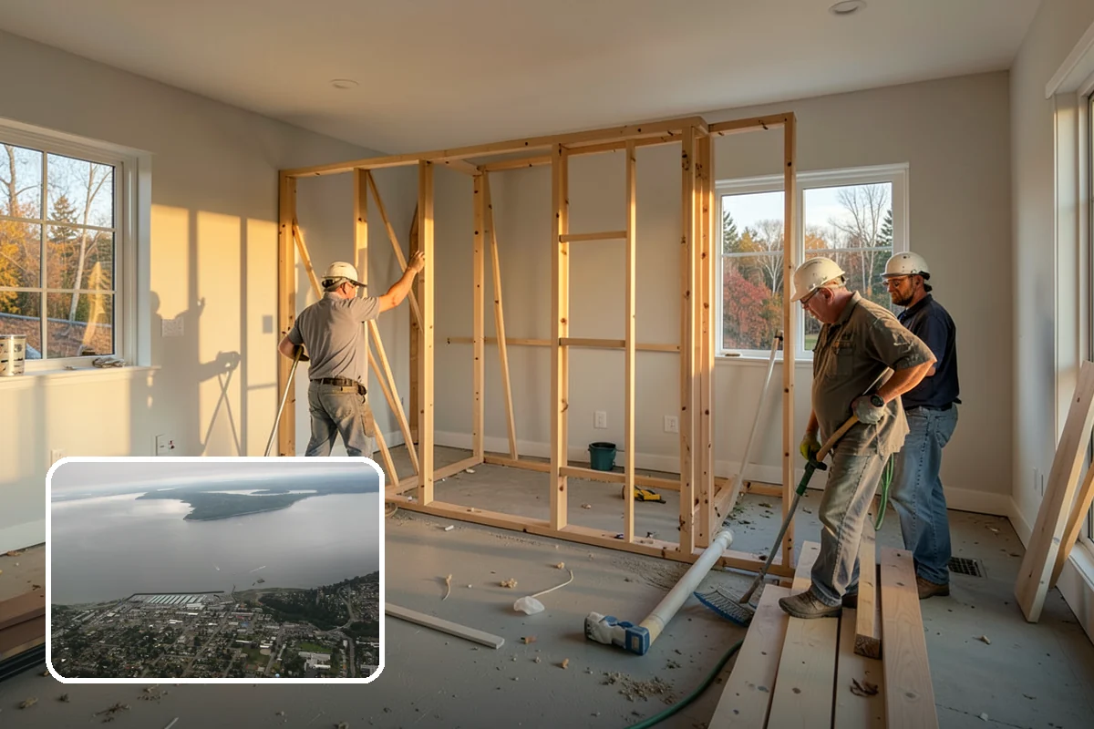 Folding Station Construction in Des Moines, King County, WA - A generous, sturdy surface that streamlines folding and sorting