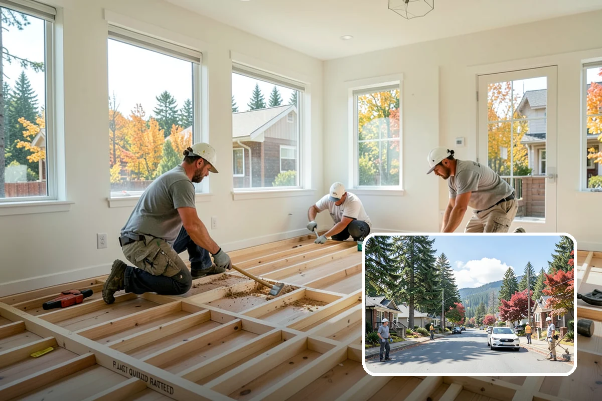 Folding Station Construction in Hunts Point, King County, WA - A generous, sturdy surface that streamlines folding and sorting