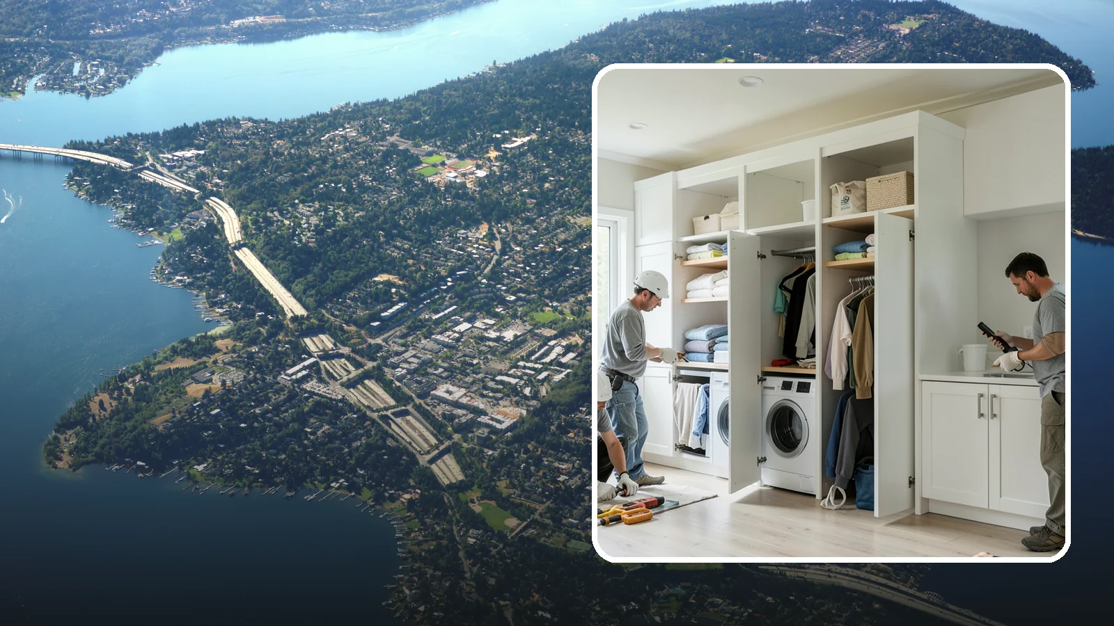 Folding Station Construction in Mercer Island, King County, WA - We build custom folding stations that turn laundry chaos into a clean, organized routine.