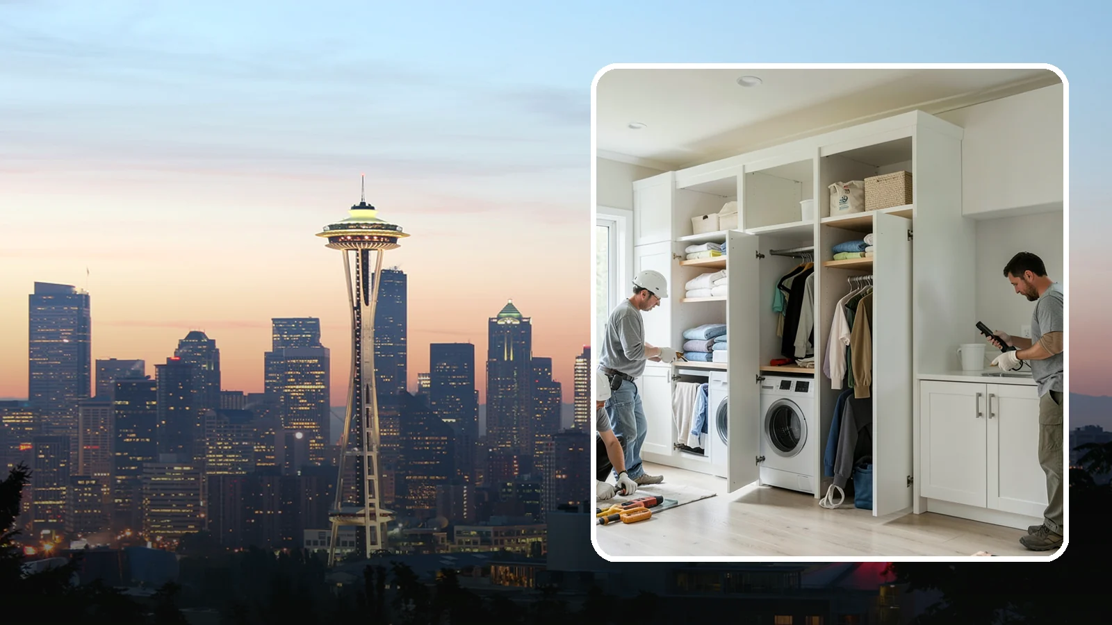 Folding Station Construction in Seattle, King County, WA - We build custom folding stations that turn laundry chaos into a clean, organized routine.