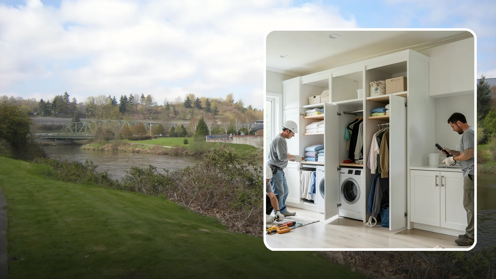 Folding Station Construction in Tukwila, King County, WA - We build custom folding stations that turn laundry chaos into a clean, organized routine.