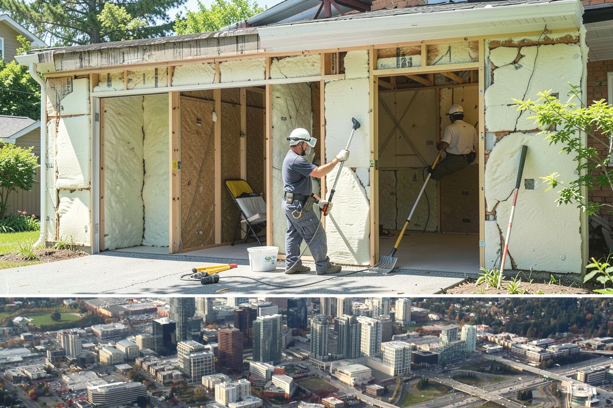 Foundation Construction in Bellevue, King County, WA - We schedule pours around drier weather when possible and protect fresh concrete from heavy Puget Sound rain so it cures properly.