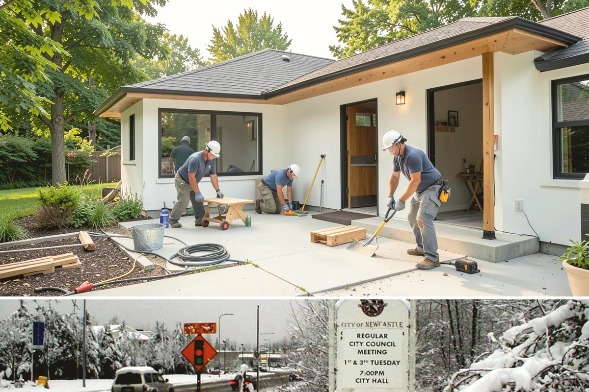 Foundation Construction in Newcastle, King County, WA - We schedule pours around drier weather when possible and protect fresh concrete from heavy Puget Sound rain so it cures properly.